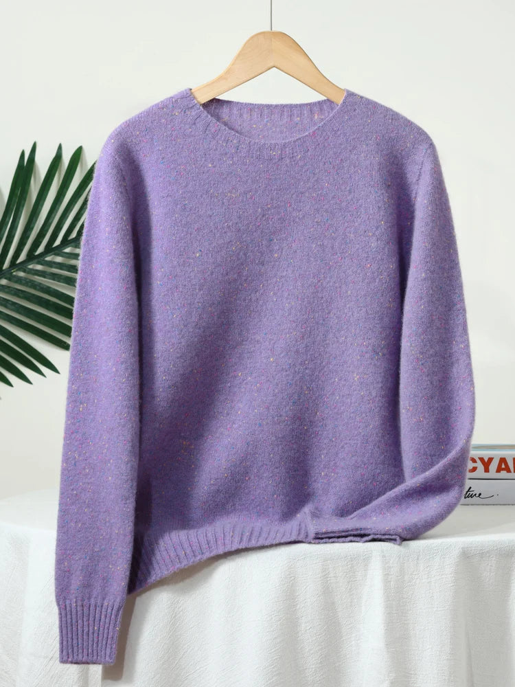 Maglione unisex a maniche lunghe con scollo rotondo e motivo mélange