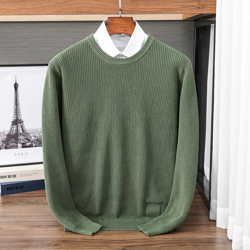 Pull homme à col rond en maille – sweat décontracté à manches longues, disponible en plusieurs couleurs