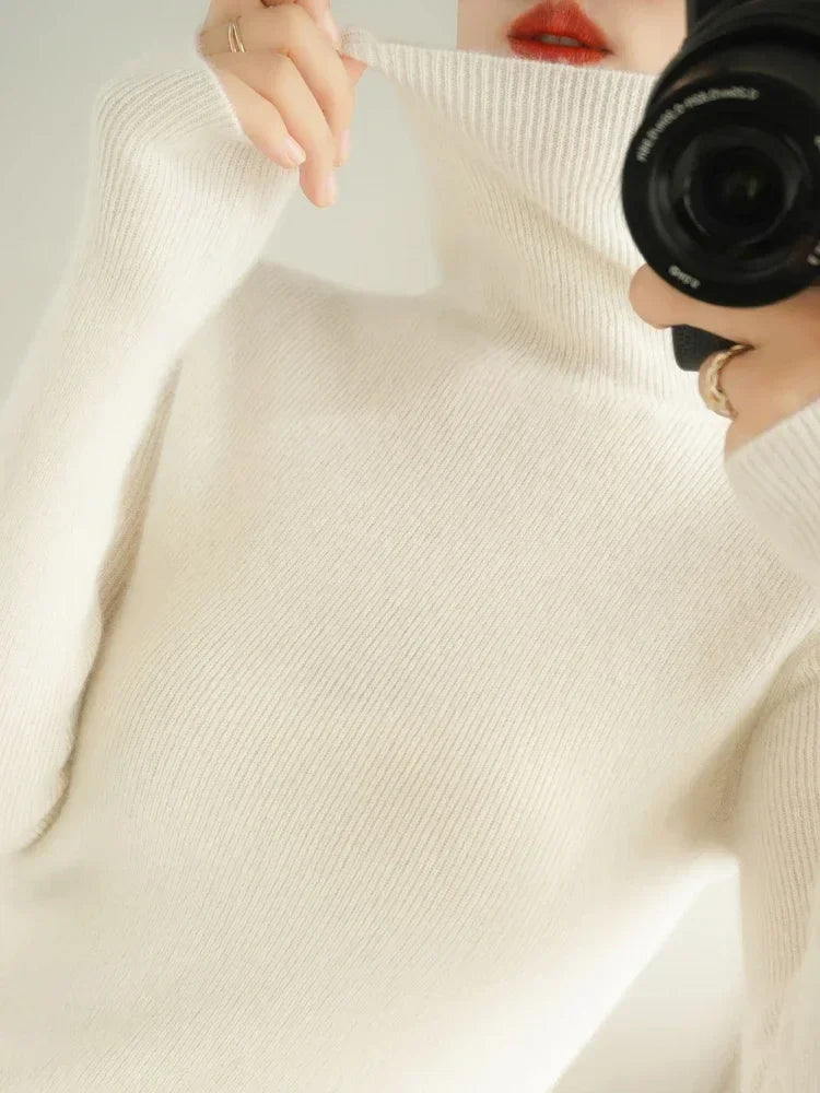Damen Rollkragenpullover Elegant Minimalistisch – Perfekt für Büro & Alltag