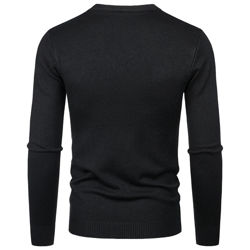 Herren Rundhals Pullover Strickwaren Langarm Basic Sweater