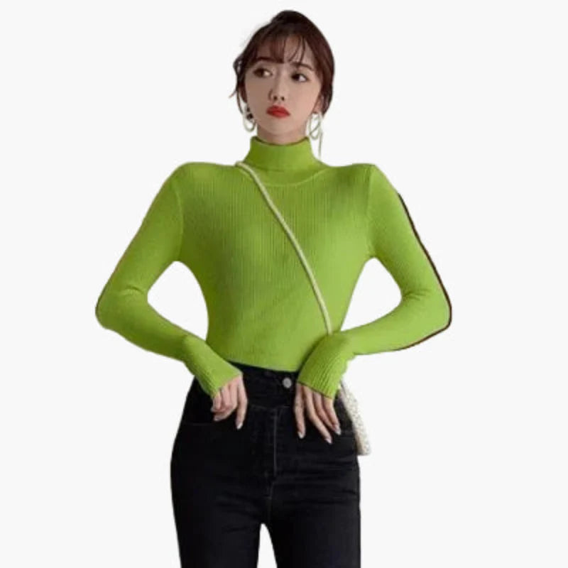 Dolcevita da donna in maglia elegante autunno inverno manica lunga