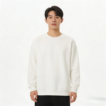 Pullover felpa unisex basic a maniche lunghe e girocollo, multicolore