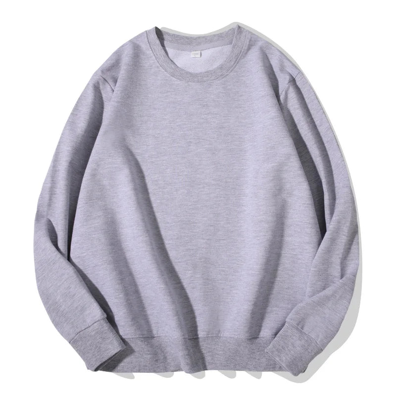 Sudadera unisex de manga larga con cuello redondo, colores lisos