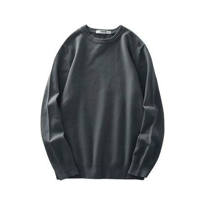 Pullover unisex a maniche lunghe, girocollo, in maglia fine con polsini a coste
