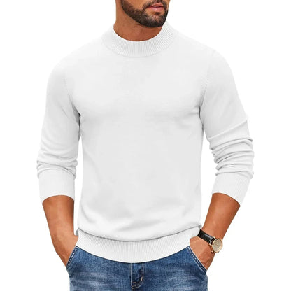 Herren Mock-Neck Pullover Langarm Basic Rollkragen Strickpullover