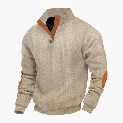 Pull en maille pour homme avec col montant et patte de boutonnage – Pull de loisirs à la mode pour l'automne et l'hiver