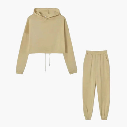 Tuta da tempo libero da donna due pezzi – Felpa con cappuccio alla moda e pantaloni da jogging per tutti i giorni e sport