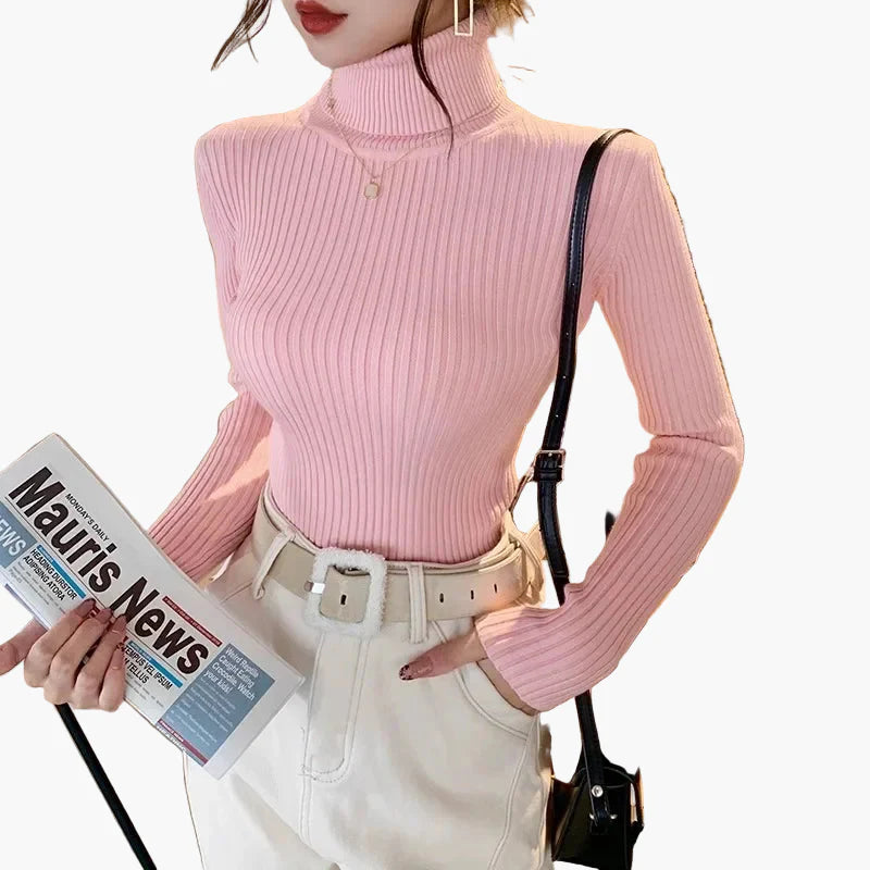 Dolcevita da donna in maglia elegante autunno inverno manica lunga