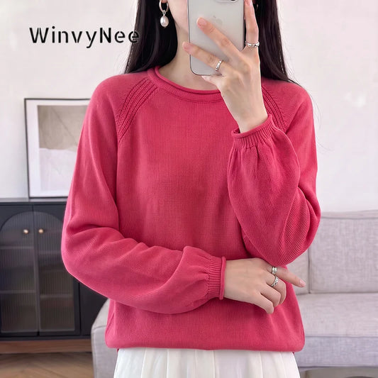 Pull femme col rond manches longues en maille