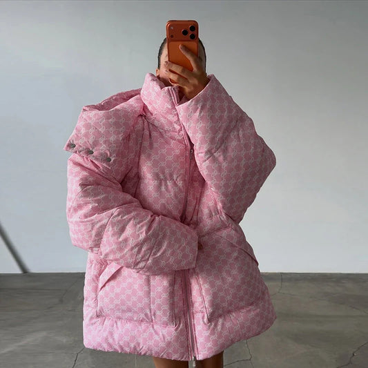 Veste matelassée oversize pour femme à motifs