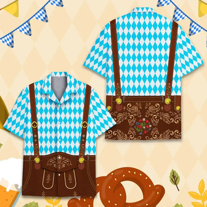 Chemise à manches courtes avec motif Oktoberfest et aspect à bretelles pour homme