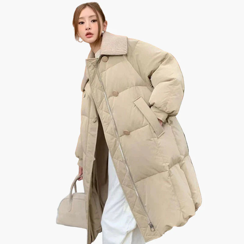 Damen Winter Steppmantel mit großem Kragen – Eleganter Oversize Mantel für Freizeit & Alltag