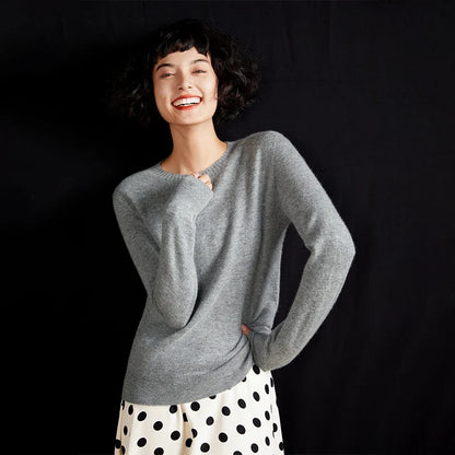 Pull femme col rond manches longues en maille