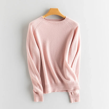 Pull en maille pour femme à col rond et manches longues, avec manches raglan