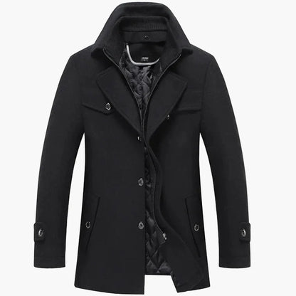 Herre vinterkåpe klassisk business-look med ståkrage – Elegant utendørskåpe for hverdag og kontor