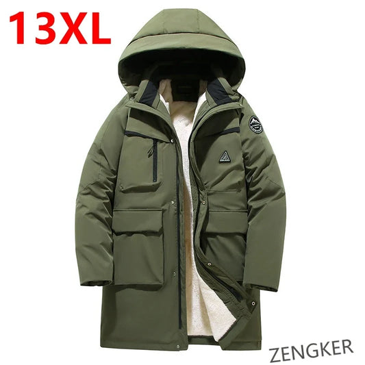 Herren Winterparka mit Kapuze und Plüschfutter in Übergröße