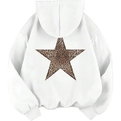 Oversize-hoodie med leopardstjerne og hætte