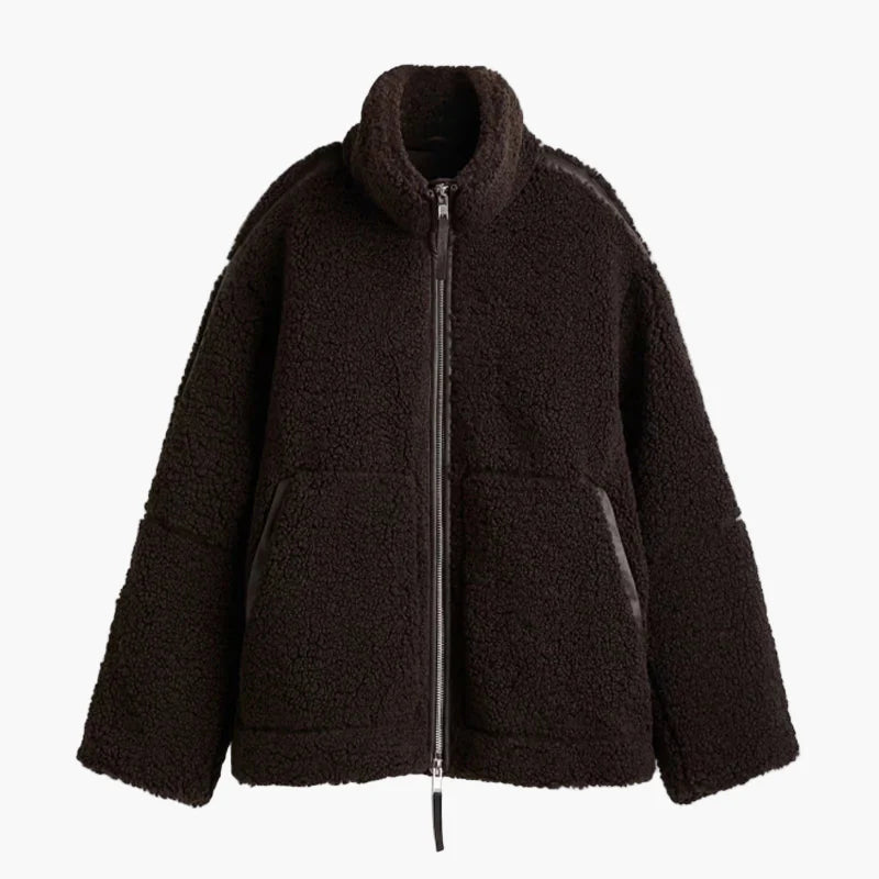 Damen Teddyjacke im Oversized-Look – Trendige Übergangsjacke für Herbst & Winter