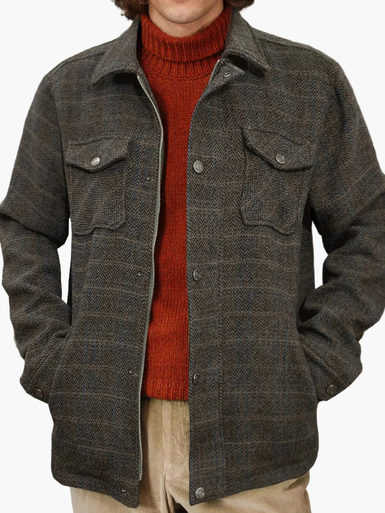 Chemise-veste décontractée à carreaux classique pour homme – Veste de transition élégante pour le quotidien et les loisirs