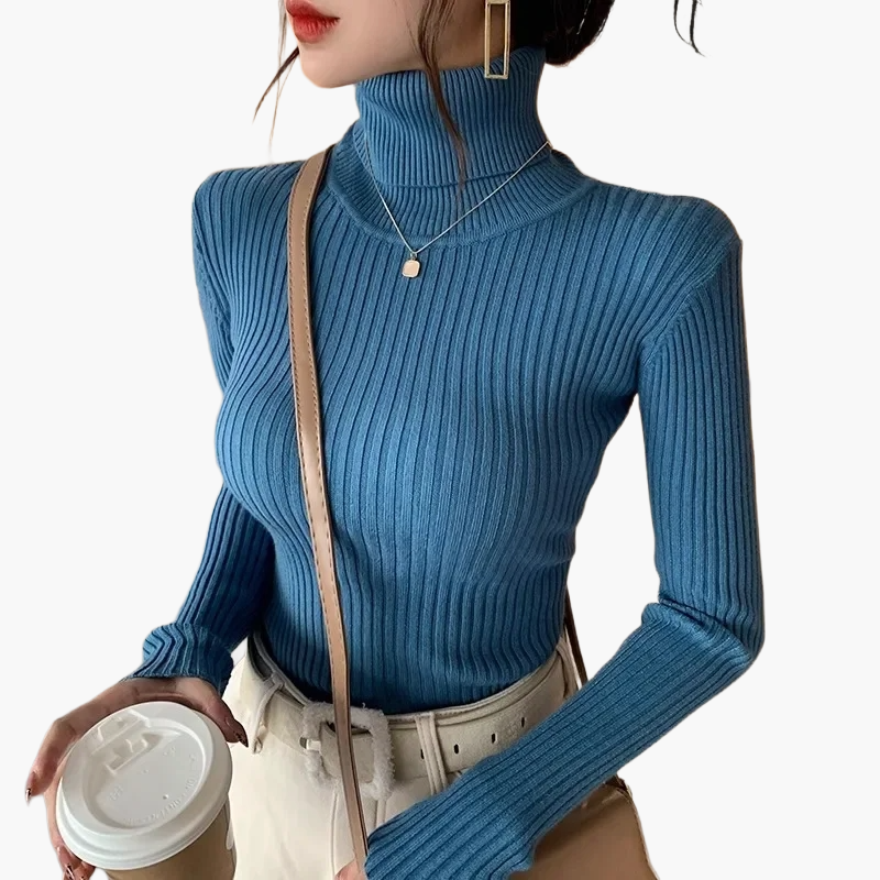 Dolcevita da donna in maglia elegante autunno inverno manica lunga