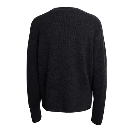 Maglione da donna a coste, maniche lunghe, girocollo, bianco