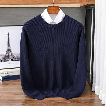 Pull homme à col rond en maille – sweat décontracté à manches longues, disponible en plusieurs couleurs