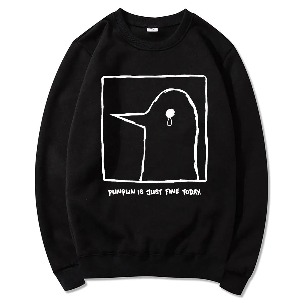Unisex-hættetrøje med Punpun-print og kængurulomme