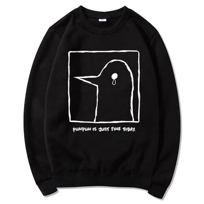 Unisex-hættetrøje med Punpun-print og kængurulomme