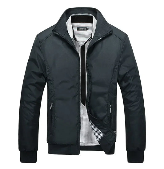 Blouson bomber pour homme avec col montant, fermeture éclair et poches latérales