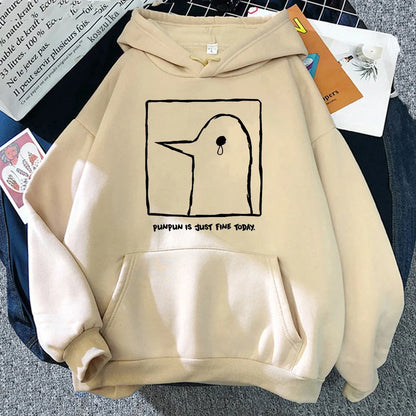 Unisex-hættetrøje med Punpun-print og kængurulomme