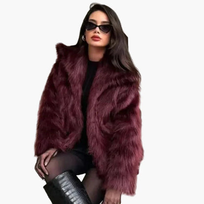 Damska luksusowa kurtka z futerkiem sztucznym – elegancki look na jesień i zimę na wyjątkowe okazje