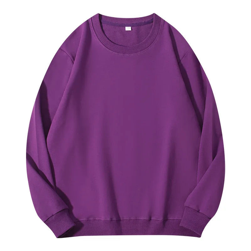 Sudadera unisex de manga larga con cuello redondo, colores lisos
