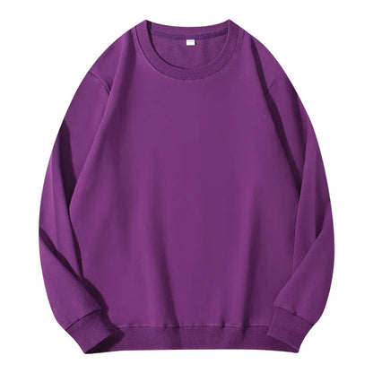 Sudadera unisex de manga larga con cuello redondo, colores lisos