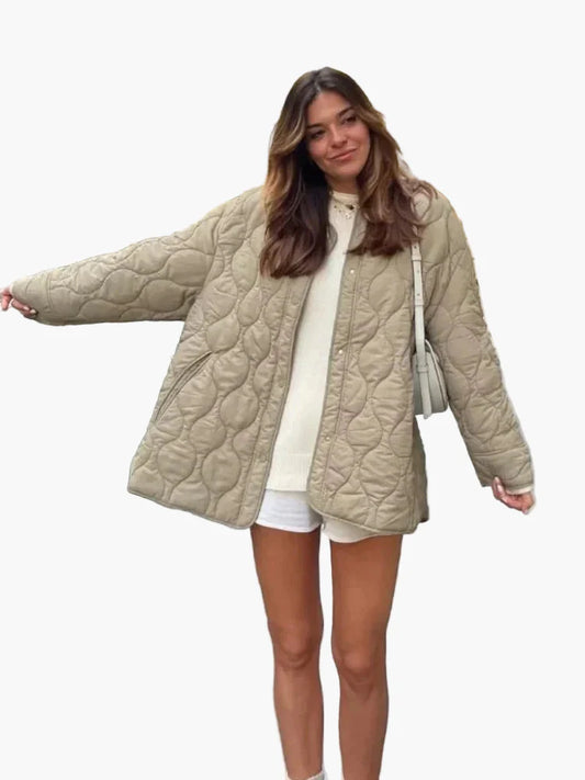 Dames gewatteerd jack oversized stijl – Modieus overgangsjack voor dagelijks gebruik en vrije tijd