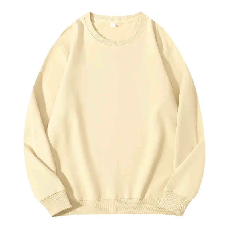 Sudadera unisex de manga larga con cuello redondo, colores lisos