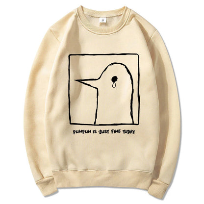 Unisex-hættetrøje med Punpun-print og kængurulomme