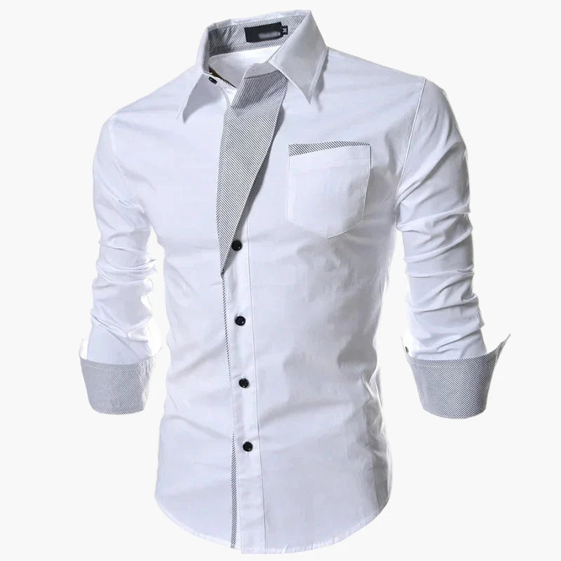 Herre business fritidsskjorte slim fit moderne langermet skjorte – Elegant stil for kontor og hverdag