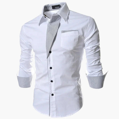 Herre business fritidsskjorte slim fit moderne langermet skjorte – Elegant stil for kontor og hverdag