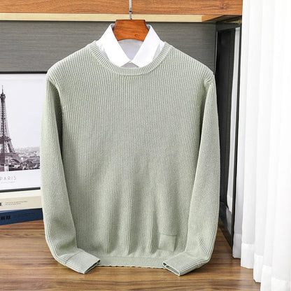 Pull homme à col rond en maille – sweat décontracté à manches longues, disponible en plusieurs couleurs