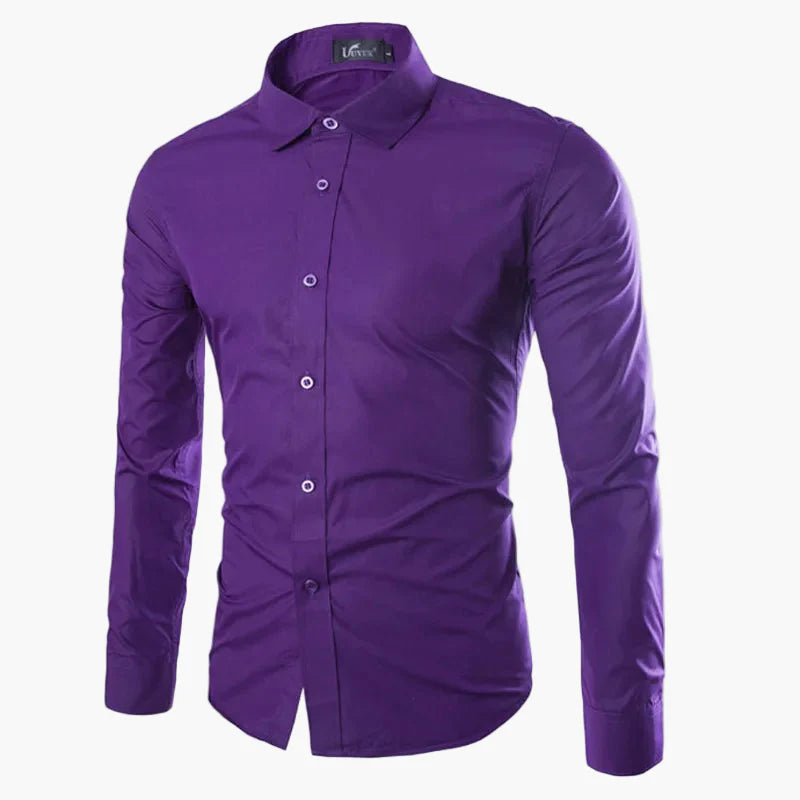 Męska koszula biznesowo-casualowa – Elegancka koszula z długim rękawem, slim fit, uniwersalna do biura i na co dzień