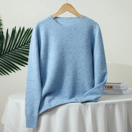 Pull unisexe à manches longues avec col rond et motif moucheté