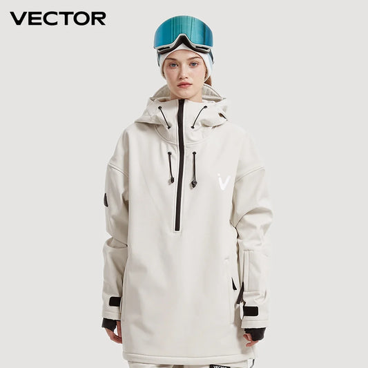 Anorak de esquí unisex, chaqueta outdoor con capucha y cremallera