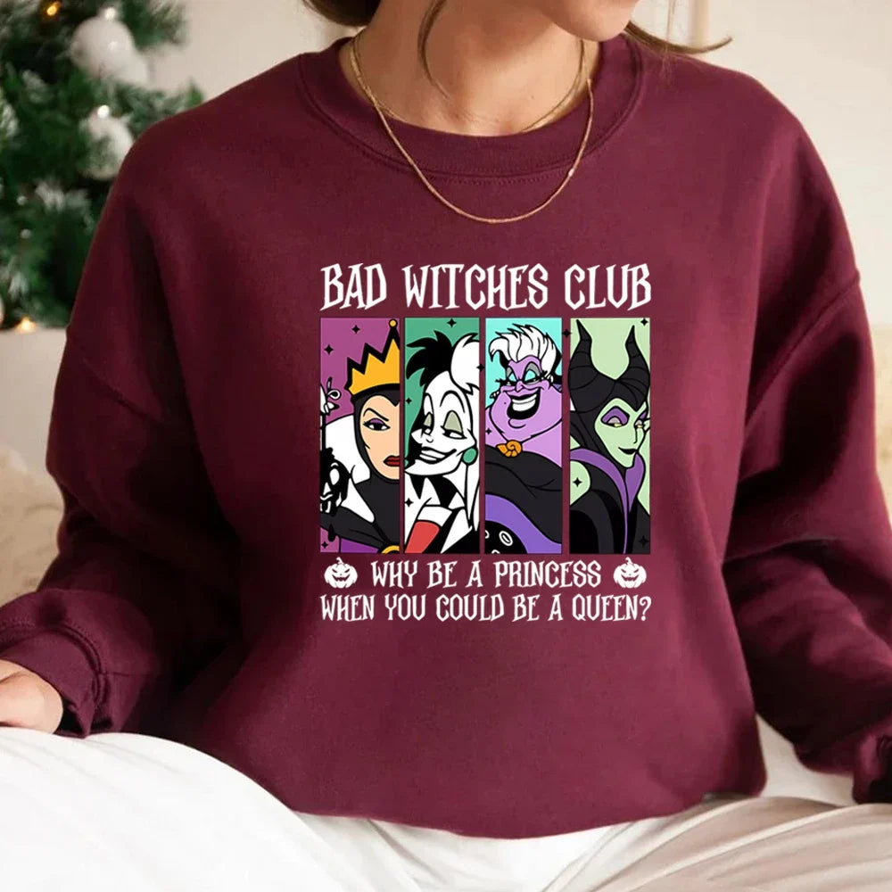 Bad Witches Club Sweatshirt für Damen, bedruckt, Rundhalsausschnitt
