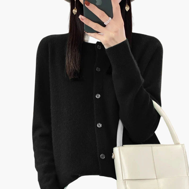 Damski kardigan klasyczny elegancki – sweter na co dzień i do biura