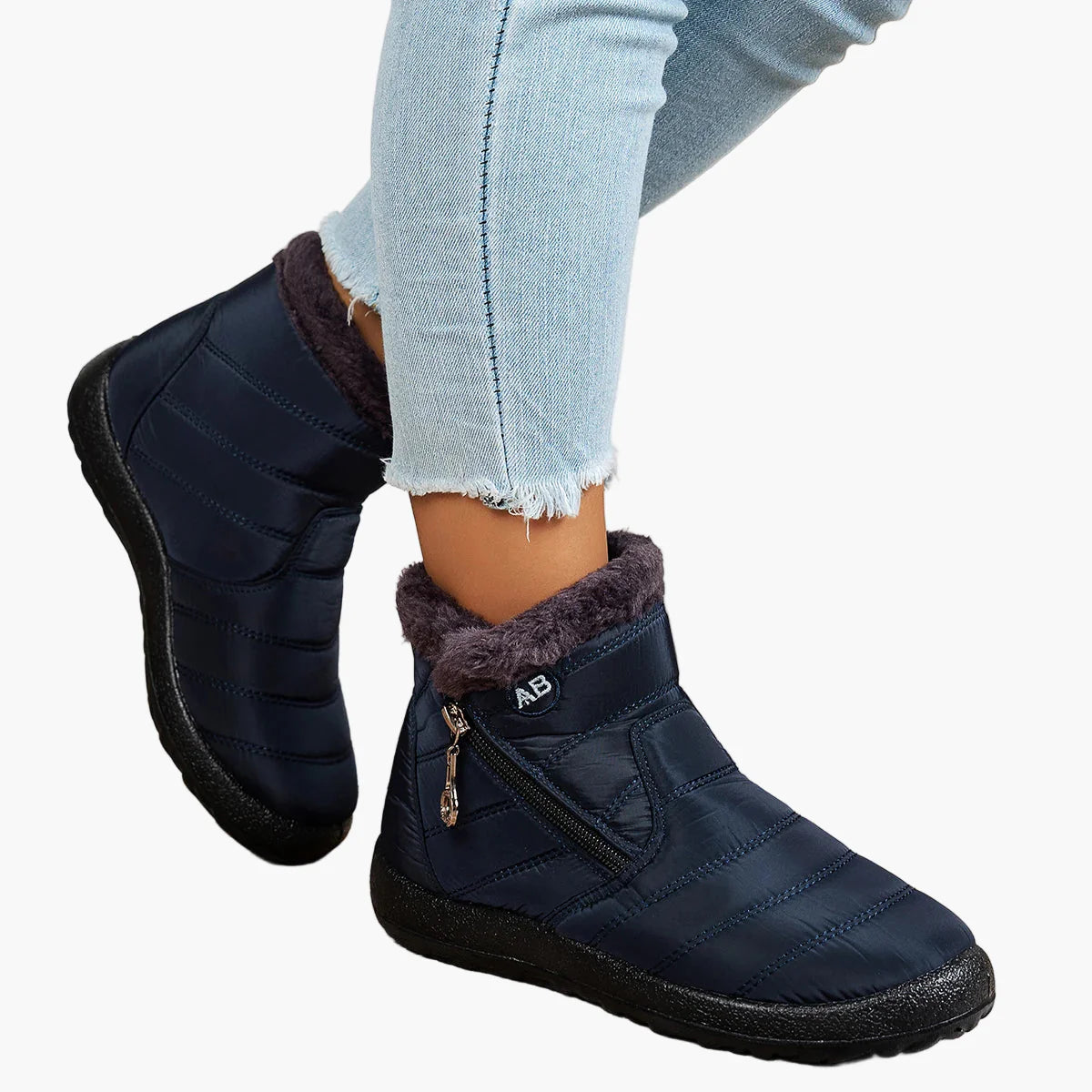 Dames winter enkellaarsjes met rits – Comfortabele warme outdoorlaarzen voor koude dagen