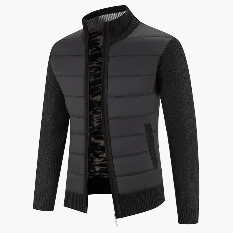 Herre quiltet jakke i urban casual look – Komfortabel fritids-zipper med strikkede ærmer