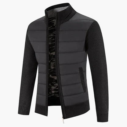 Herre quiltet jakke i urban casual look – Komfortabel fritids-zipper med strikkede ærmer