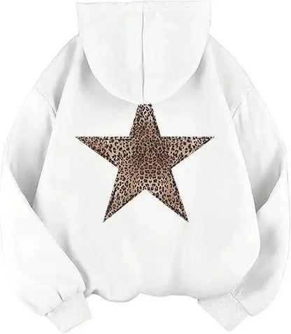 Oversize-hoodie med leopardstjerne og hætte