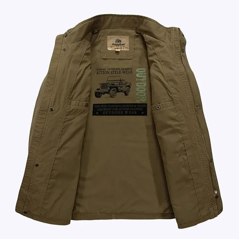 Herren Freizeitjacke mit Stehkragen und Mehrfach-Taschen – Urban Outdoor Stil