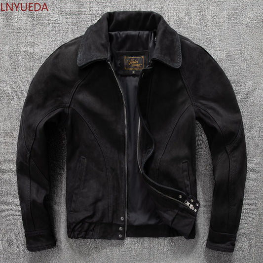 Bomber noir pour homme avec fermeture éclair, col et poches latérales
